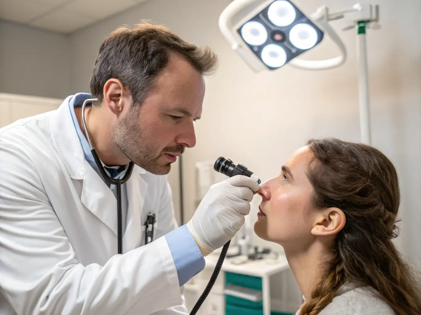 A doctor examining a patient, representing the healthcare industry.