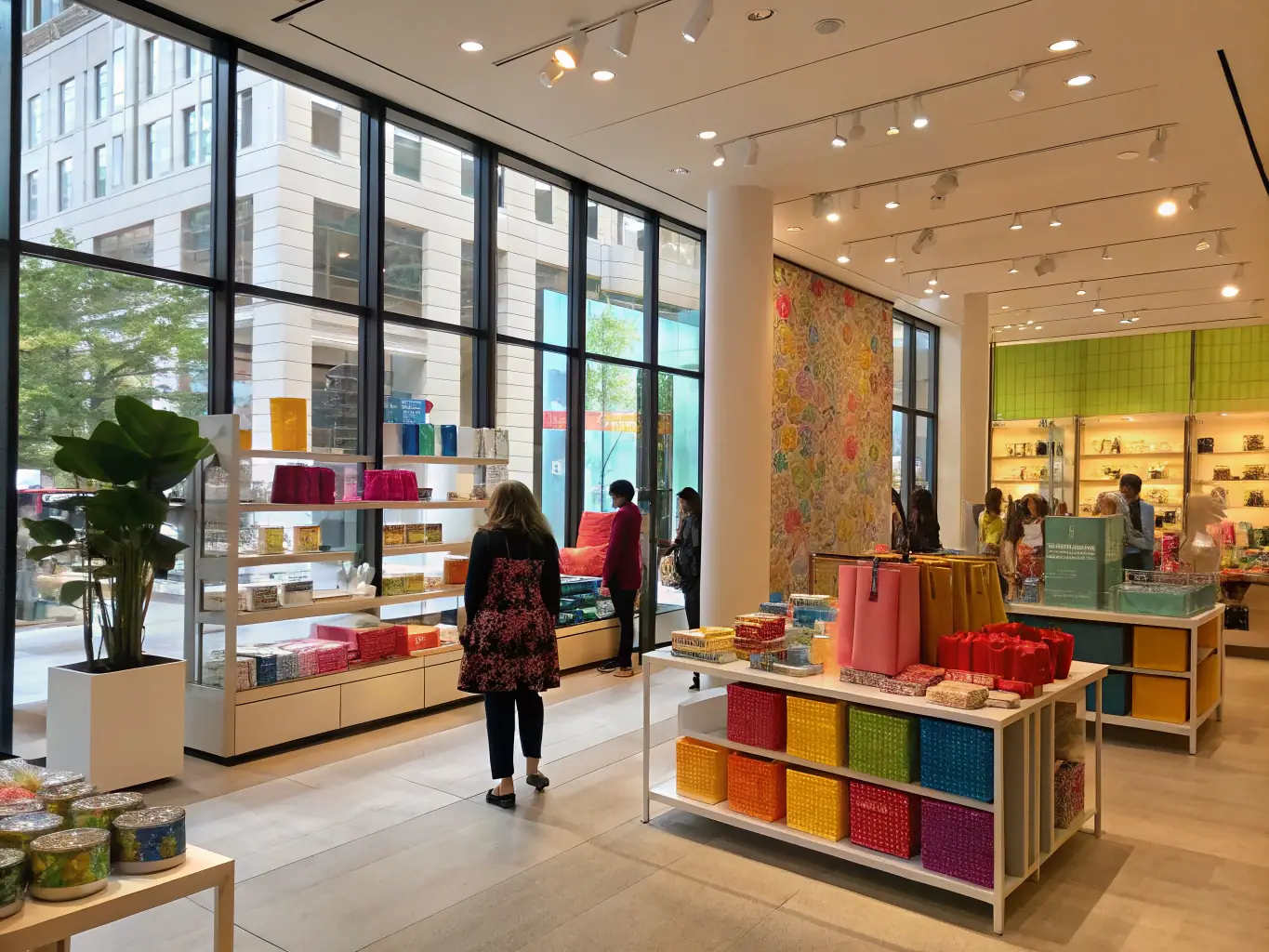 A retail store with customers, representing the retail industry.