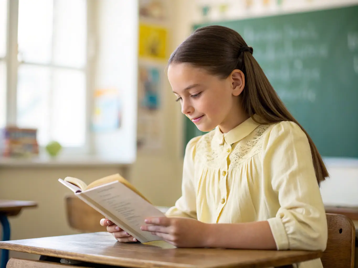 A student in a classroom, representing the education industry.